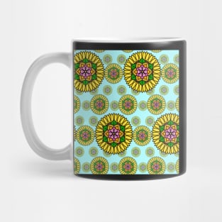 Sunflower and Cherry Blossom Mandala Print Mug